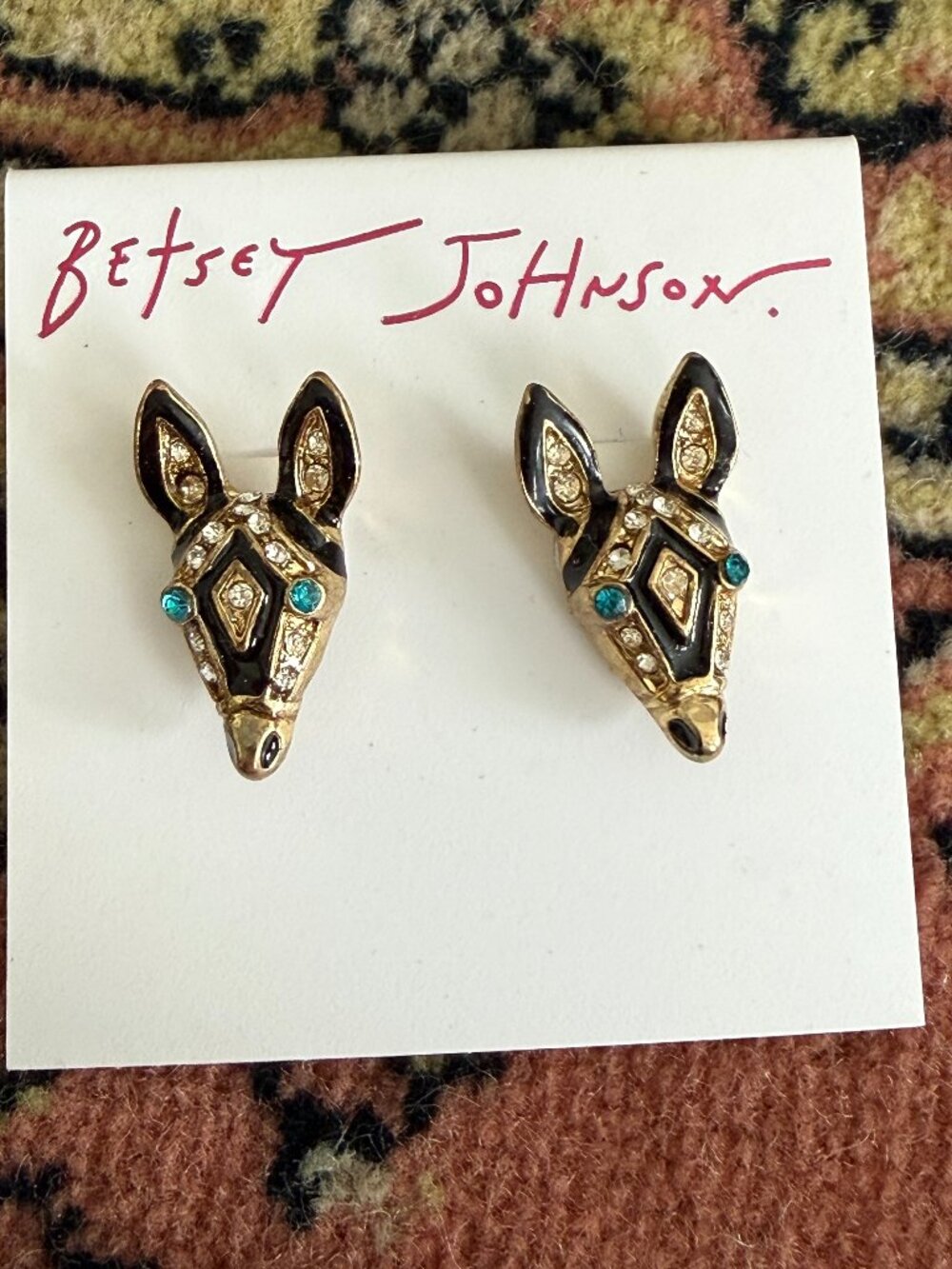 Betsey Johnson Cameo Critters Zebra Stud Earrings NWT